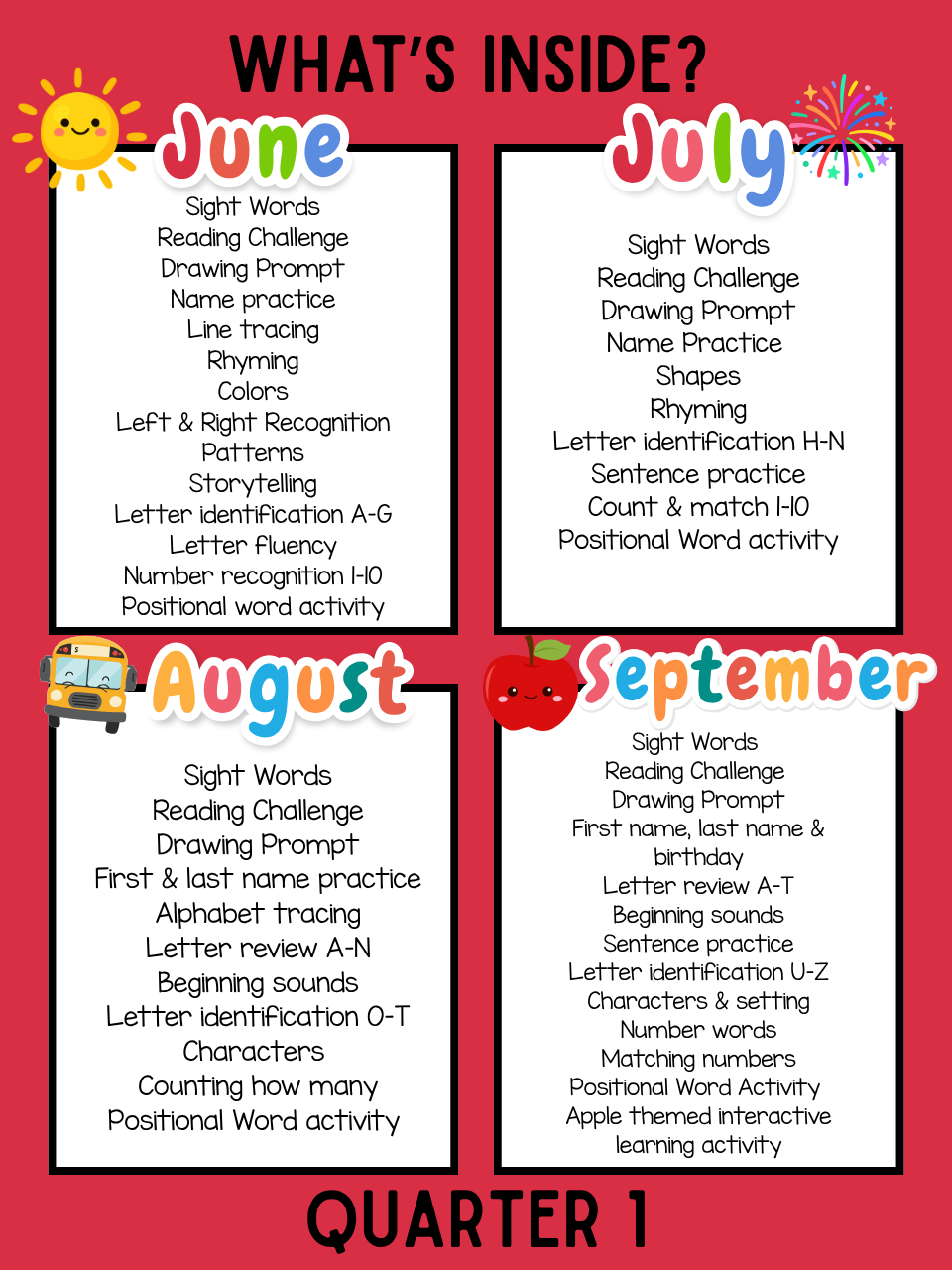 The Kindergarten Planner | Quarter 1